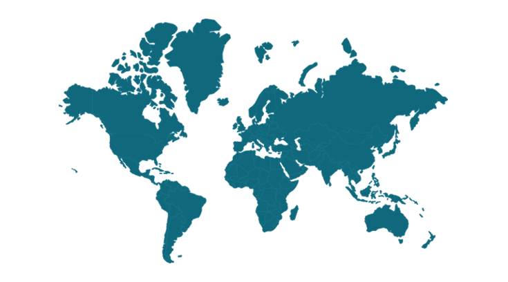 silhouette of world map in blue color